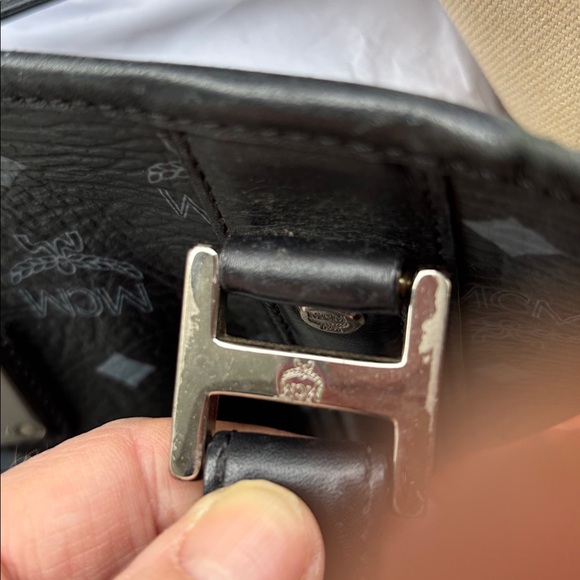 MCM Black and Gray genuine pebbled leather Tote pristine - Picture 16 of 16